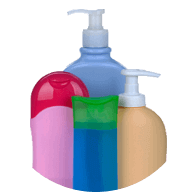 plastic colored bathroom containers